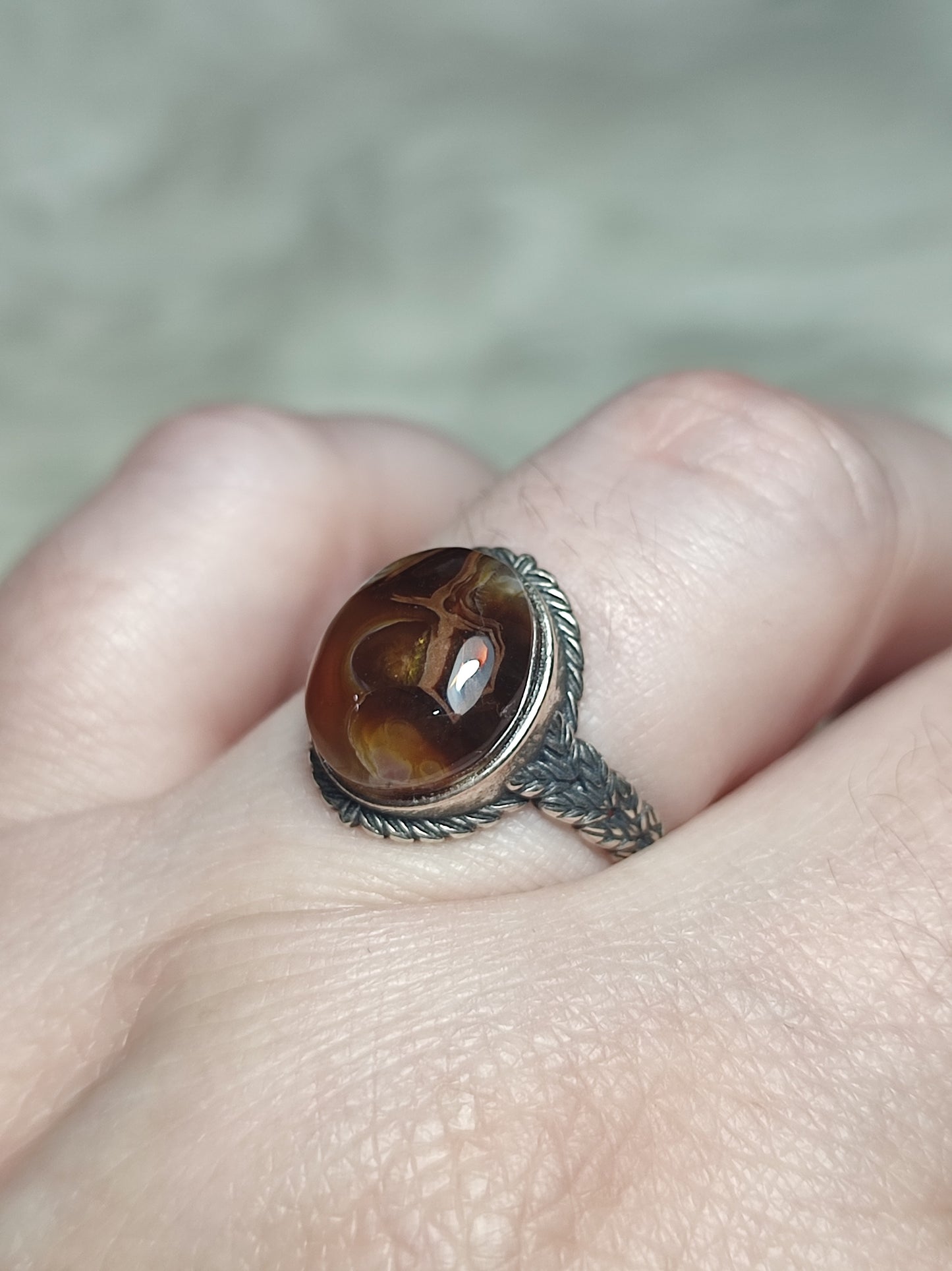 Anillo plata 925 con ágata de fuego - ajustable n° 2