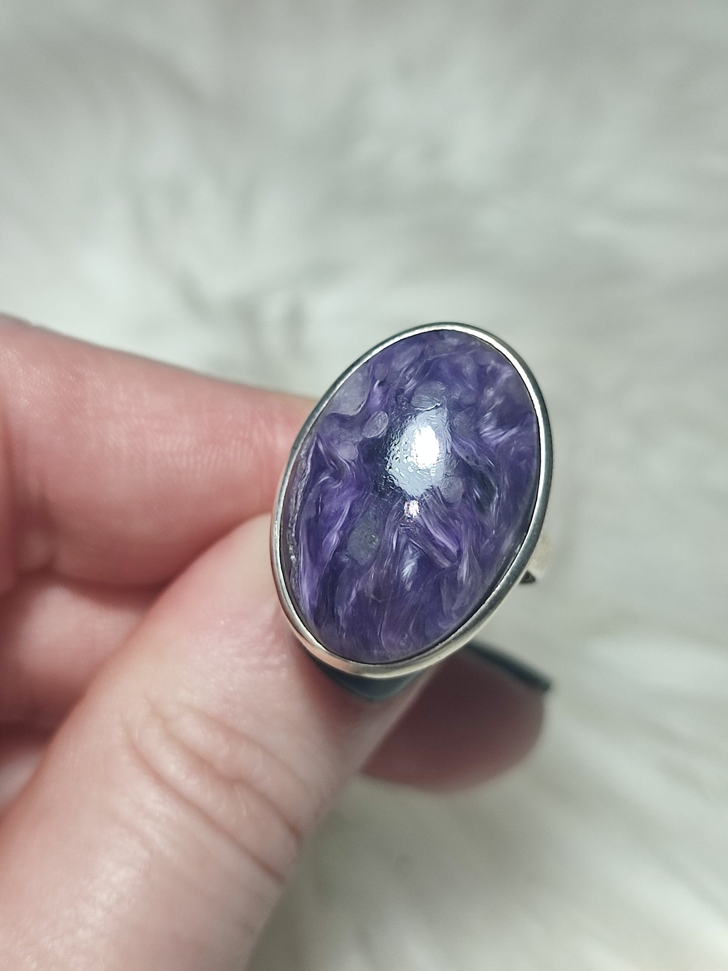 Anillo plata 925 con charoita - ajustable n° 19