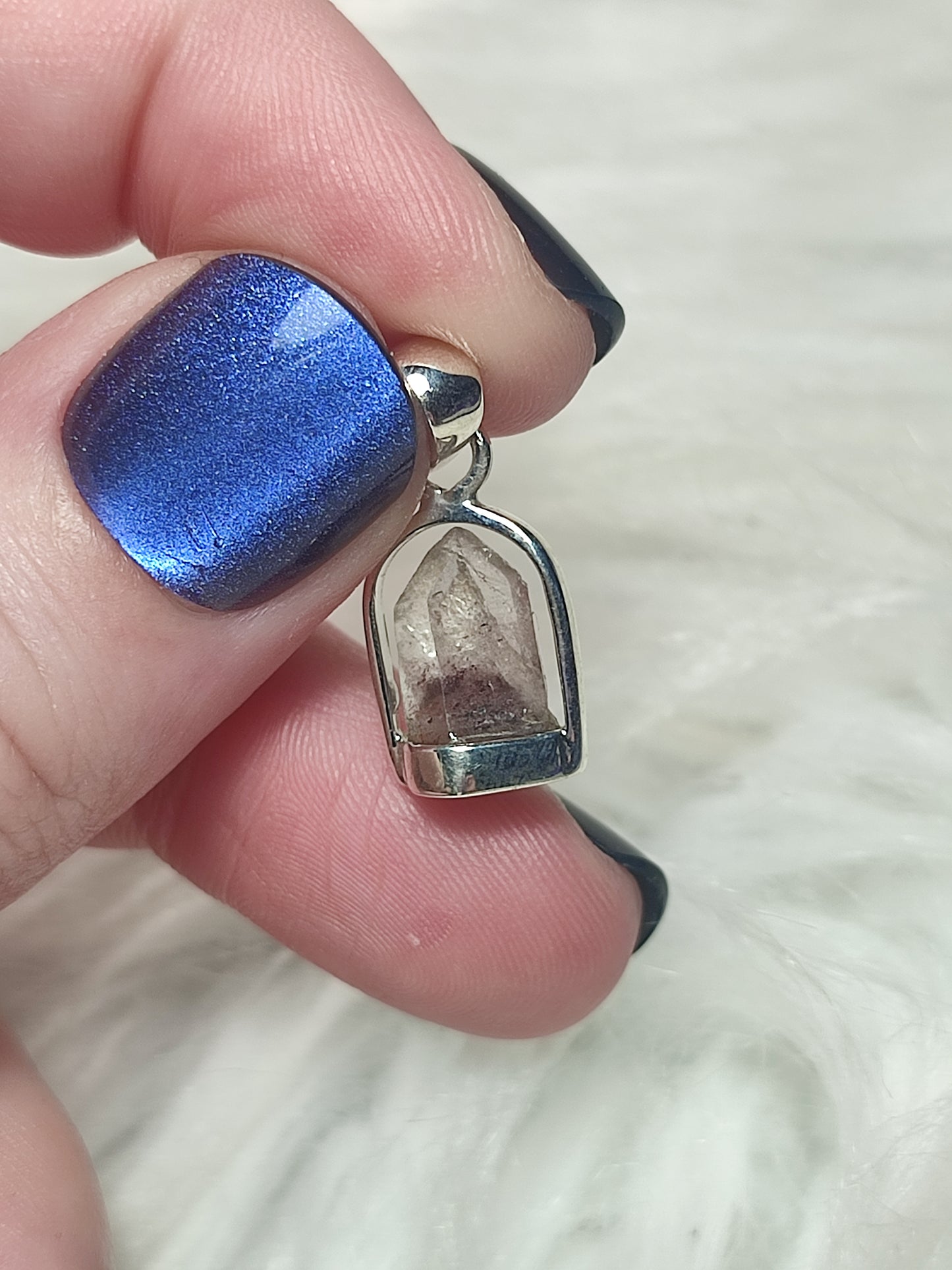 Colgante plata de ley 925 con cuarzo fantasma rojo - n°105