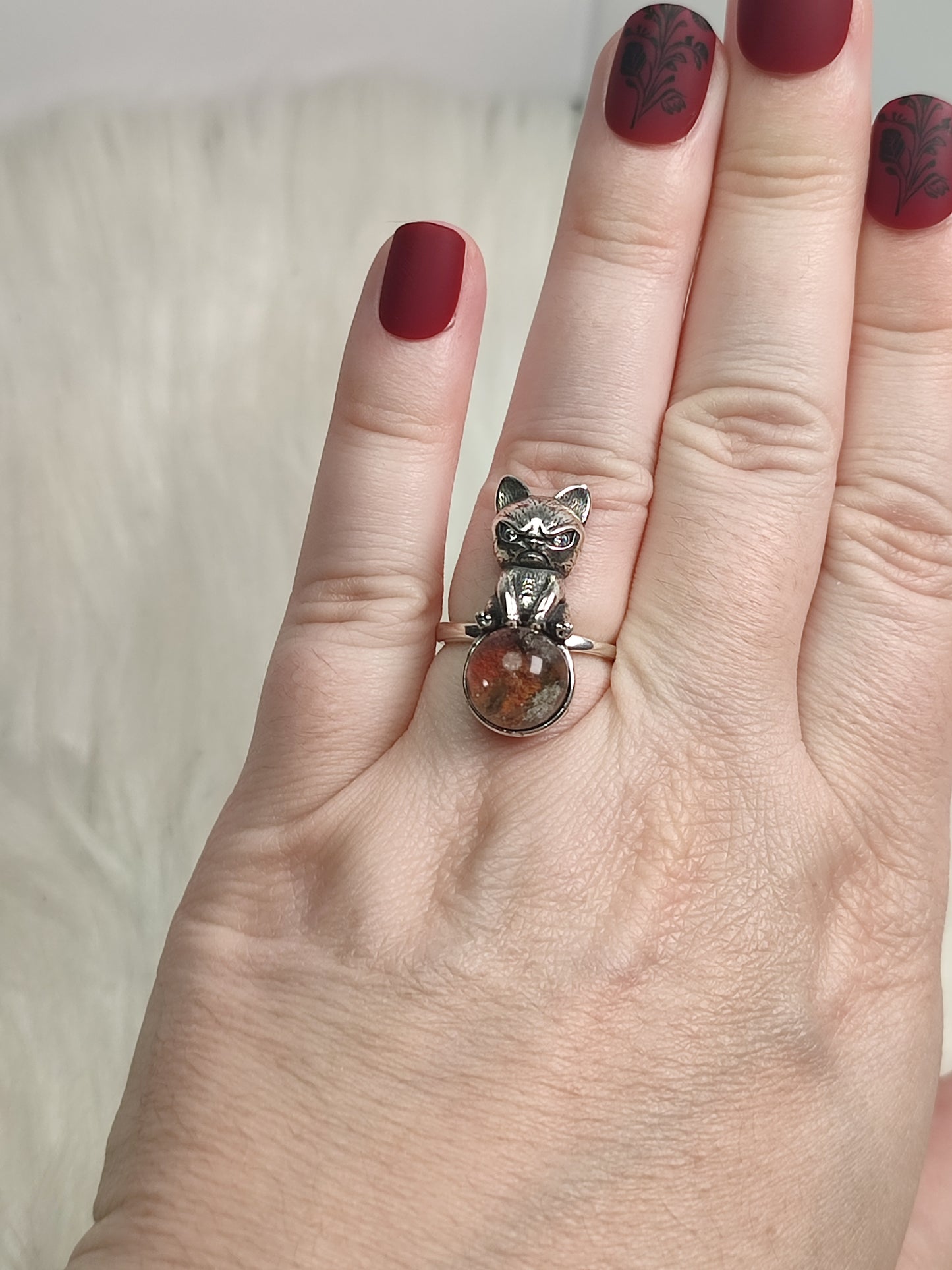 Anillo plata de ley 925 con cuarzo jardin chamanico n° 14