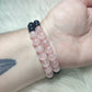 Pulsera elástica bolas 8 mm - Obsidiana y cuarzo rosa