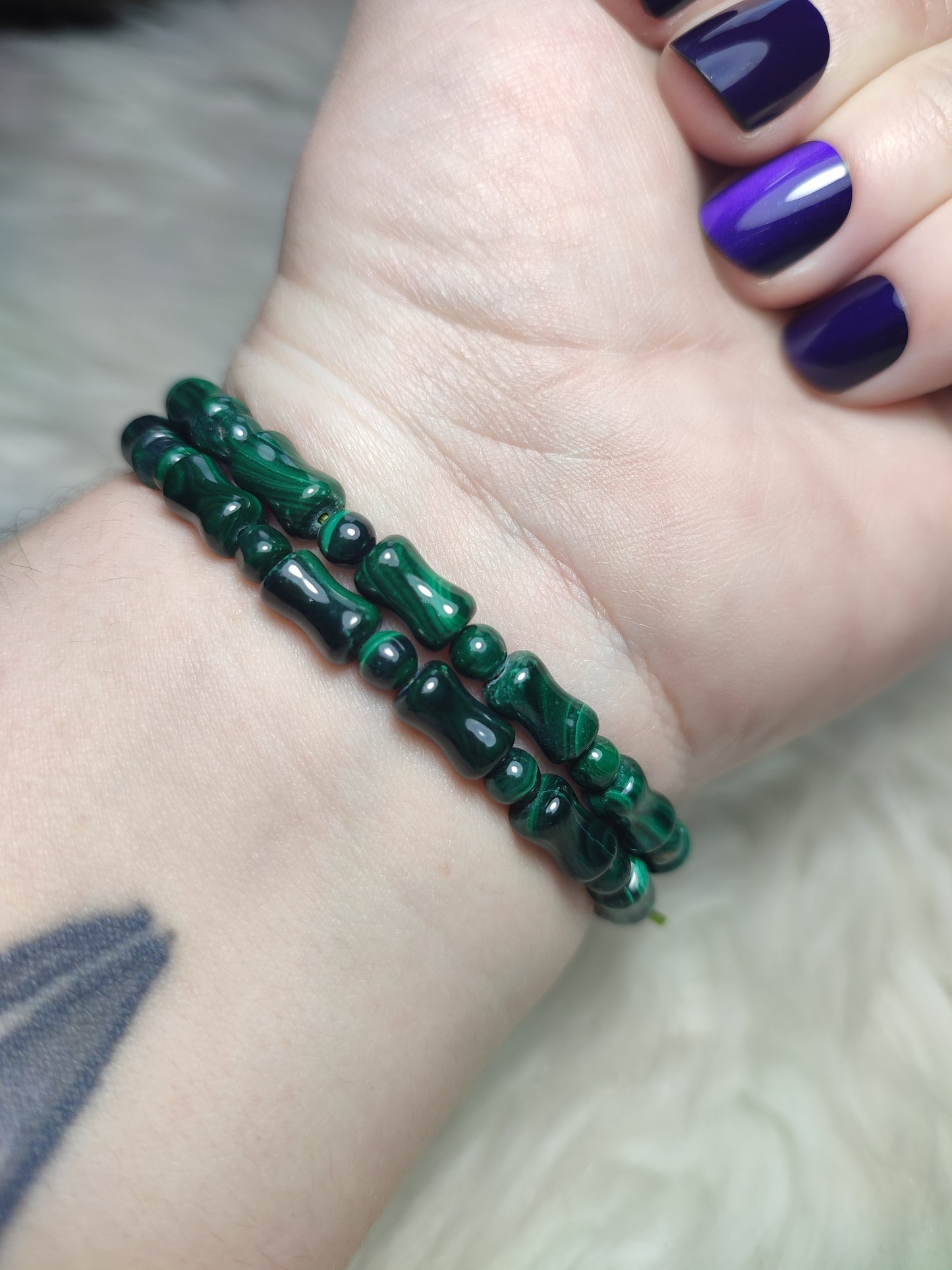 Pulsera elástica malaquita