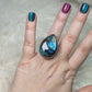 Anillo baño de plata con labradorita flash n° 37