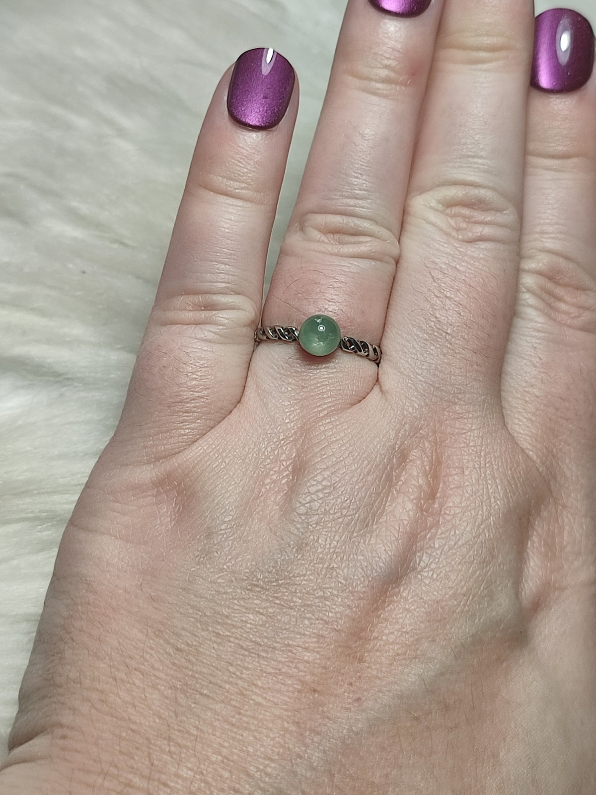 Anillo plata 925 con prehnita - ajustable n° 32
