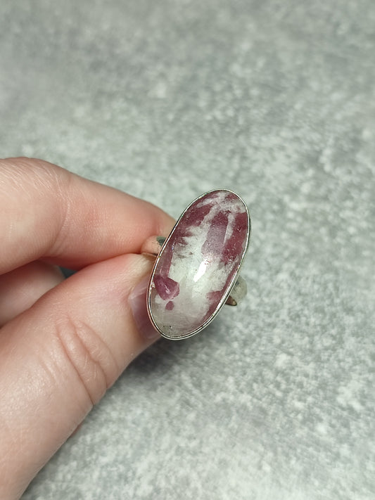 Anillo baño de plata con turmalina rosa n°1