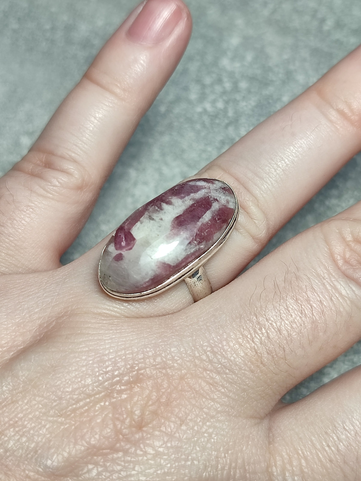 Anillo baño de plata con turmalina rosa n°1