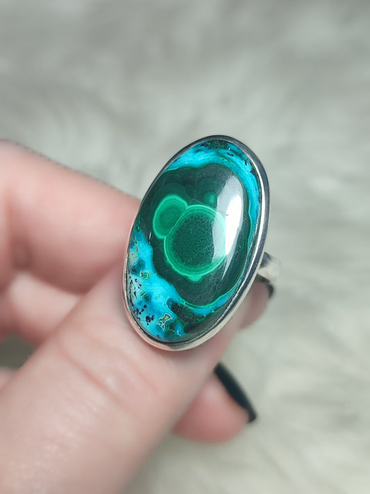 Anillo plata 925 con crisomalaquita - ajustable n° 3