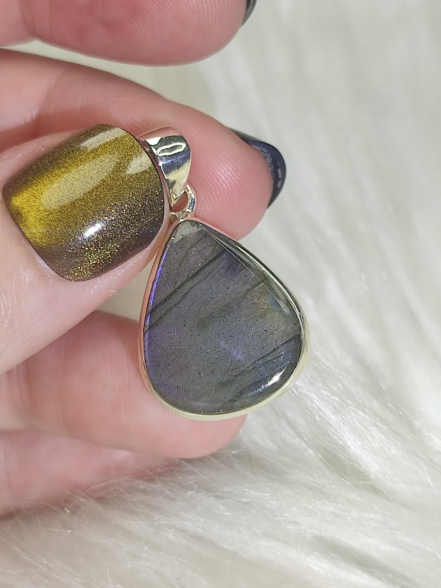 Colgante plata 925 con labradorita purpura n° 359