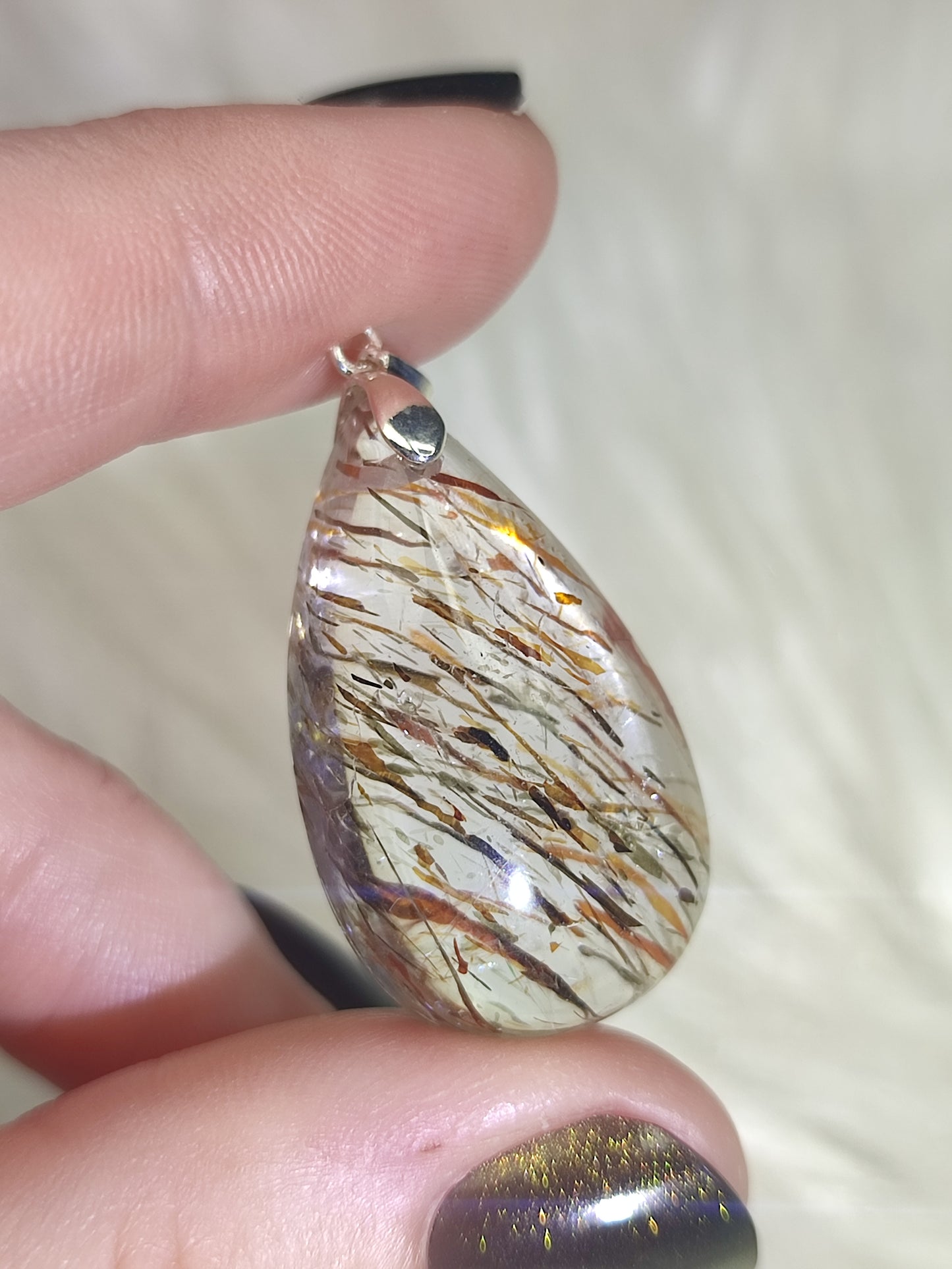 Colgante plata de ley 925 con rutilo cobre - número 18
