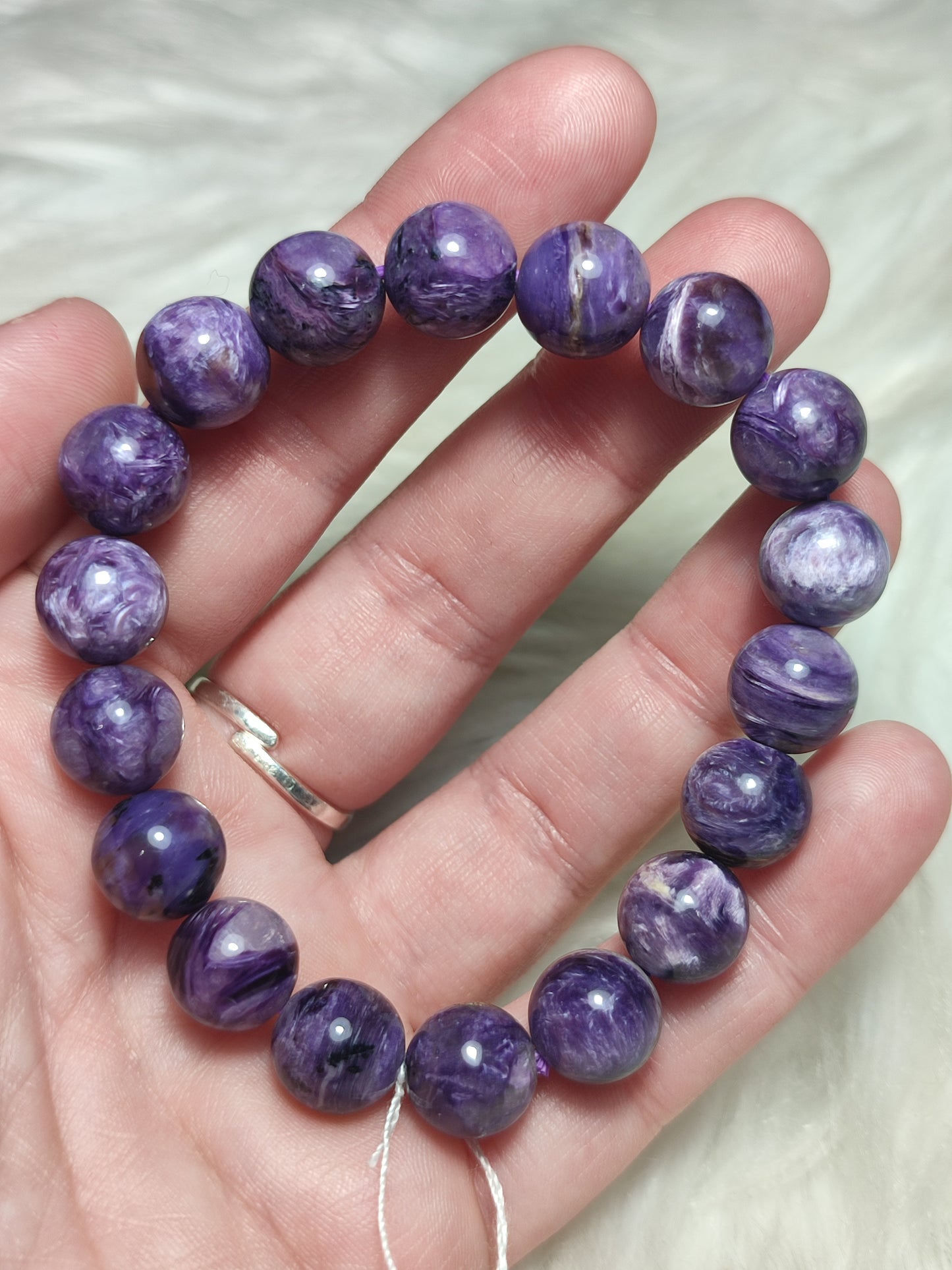 Pulsera unica esferas de charoita extra 11 mm