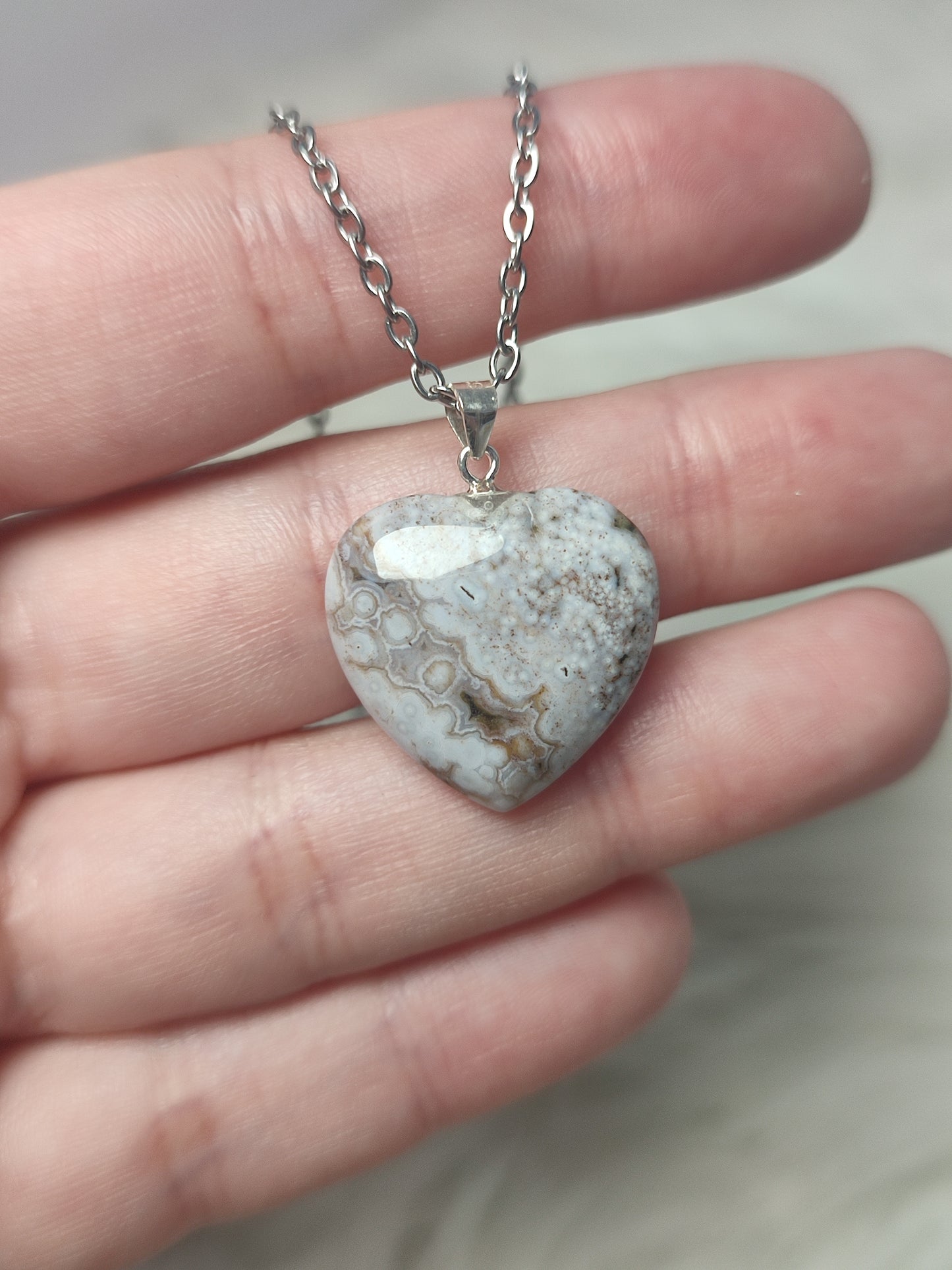 Colgante plata 925 con corazón jaspe océano - Video