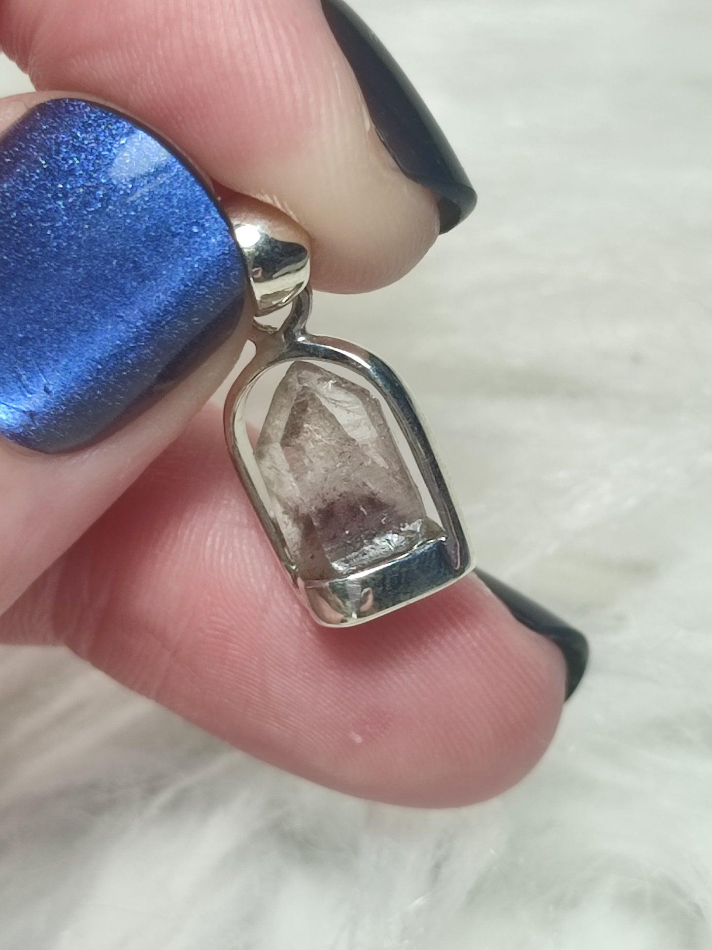 Colgante plata de ley 925 con cuarzo fantasma rojo - n°105