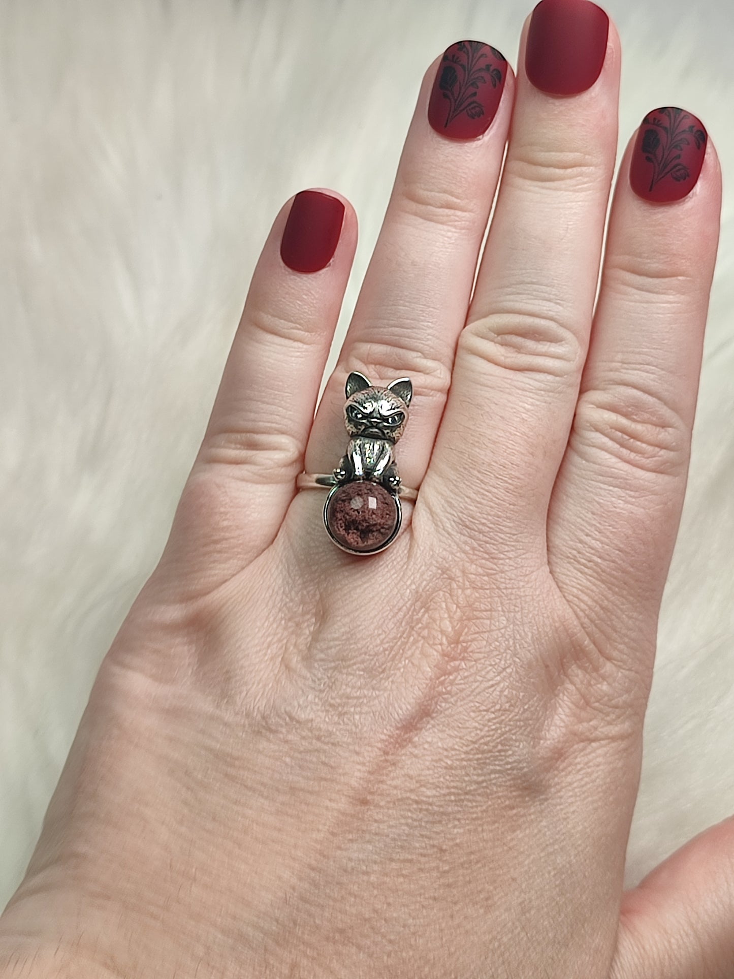Anillo plata de ley 925 con cuarzo jardin chamanico n° 1