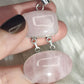 Colgante baño de plata con cuarzo rosa doble