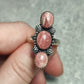 Anillo baño de plata con rodocrosita n°3