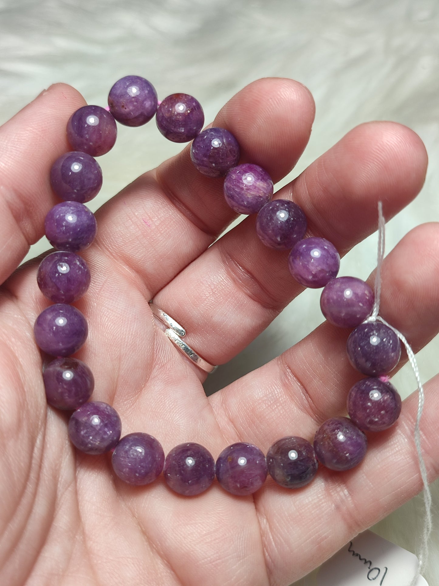 Pulsera unica esferas de rubí natural extra 9 mm