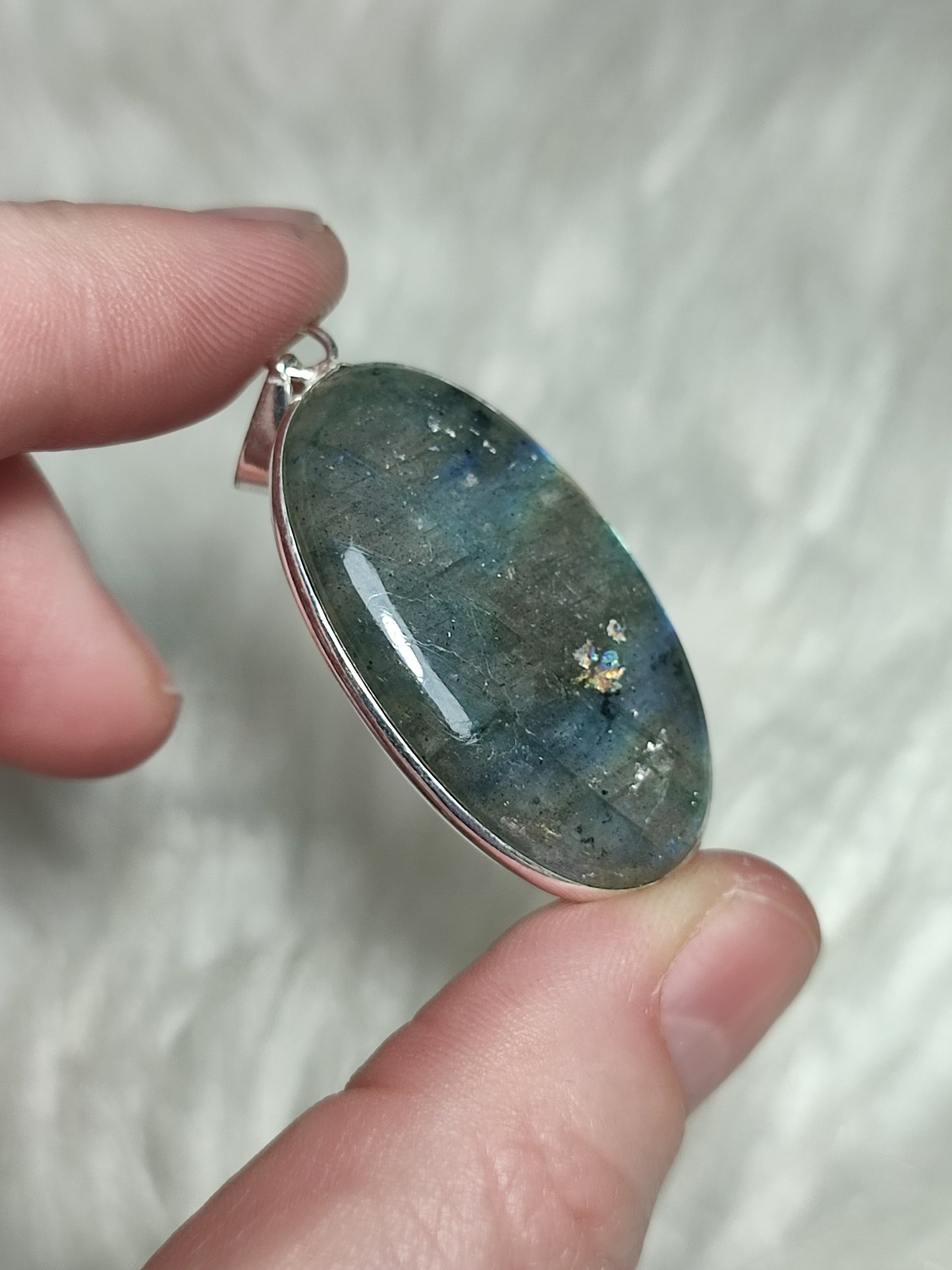 Colgante baño de plata con labradorita flash - N° 158