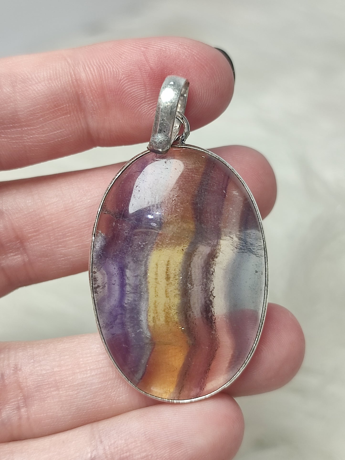 Conjunto baño de plata y flúorita multicolor