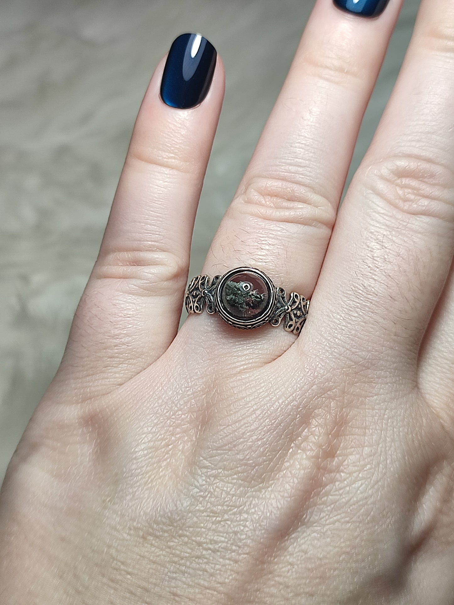 Anillo plata 925 con cuarzo jardín  - ajustable n° 5