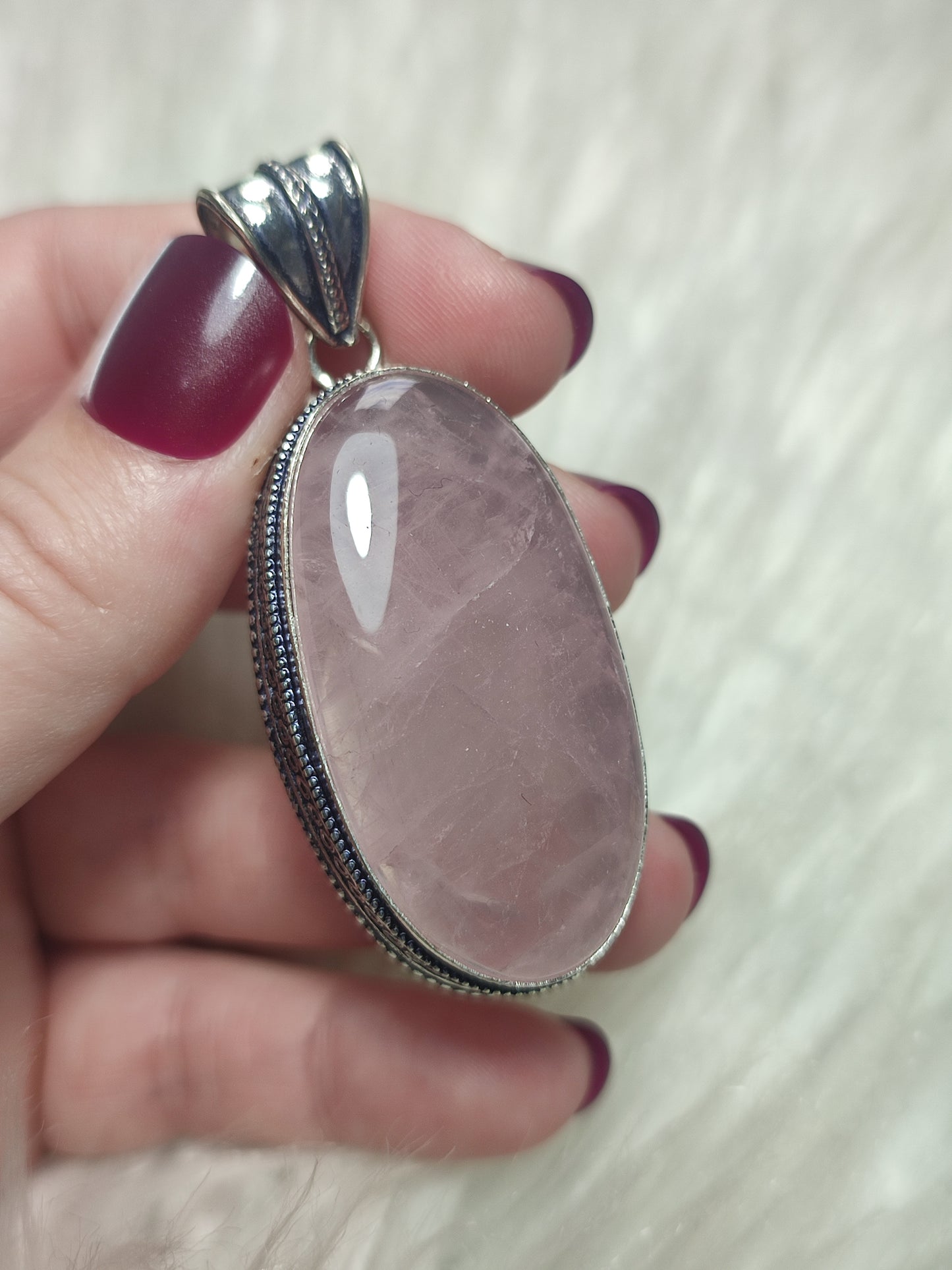 Colgante baño de plata con cuarzo rosa 100