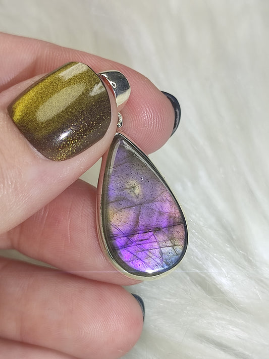 Colgante plata 925 con labradorita purpura n° 356