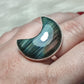 Anillo luna baño de plata con labradorita - Ajustable 501