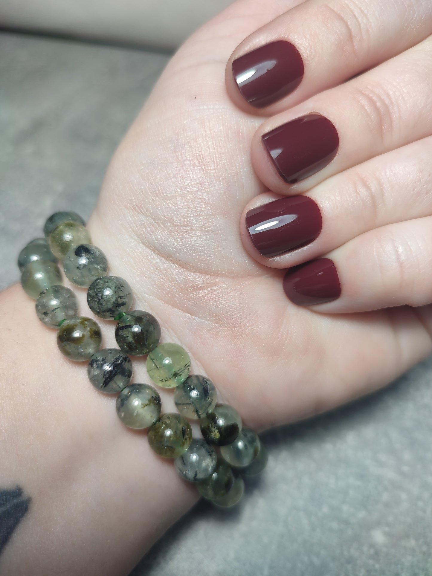 Pulsera elástica bolas 8 mm -  Prehnita