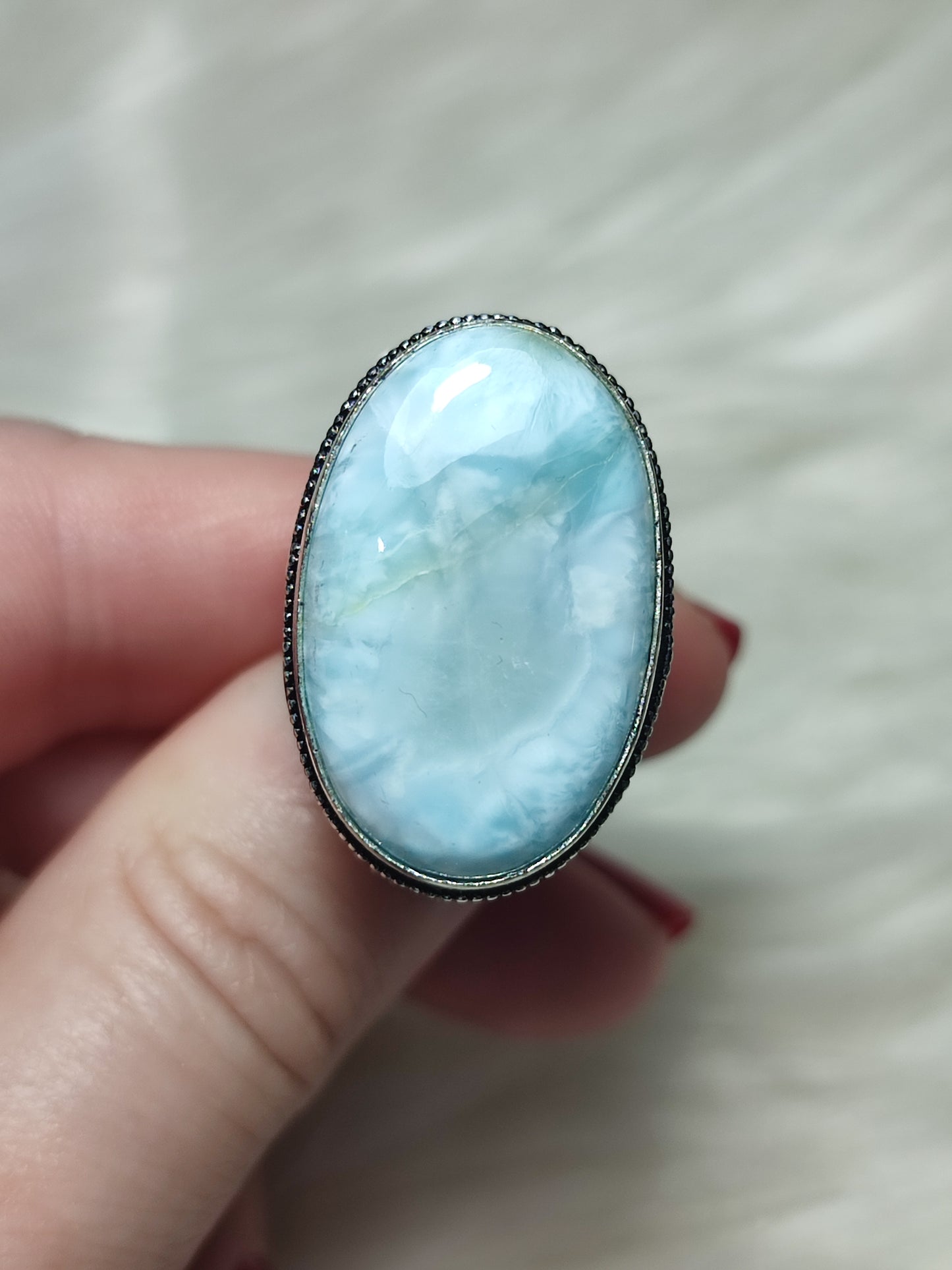 Anillo baño de plata con larimar - ref.141