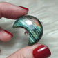 Anillo luna baño de plata con labradorita - Ajustable 501