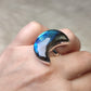 Anillo luna baño de plata con labradorita - Ajustable 206