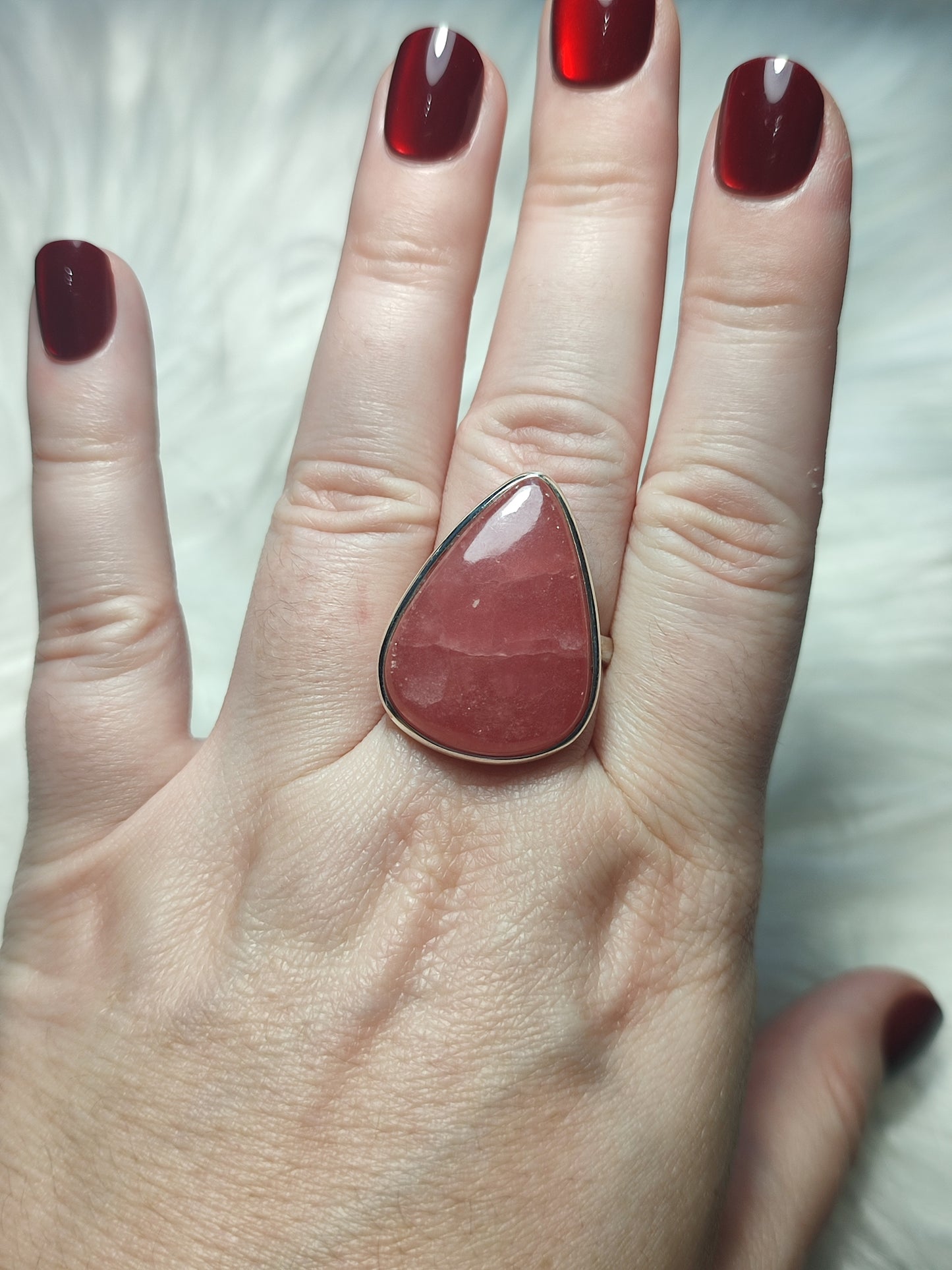 Anillo plata 925 con rodocrosita extra - ajustable n° 100