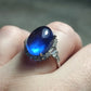Anillo plata 925 con flúorita azul extra - ajustable