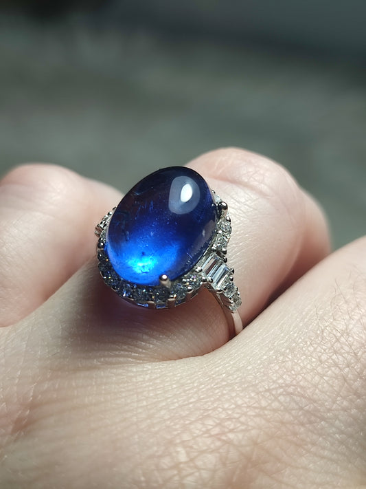 Anillo plata 925 con flúorita azul extra - ajustable