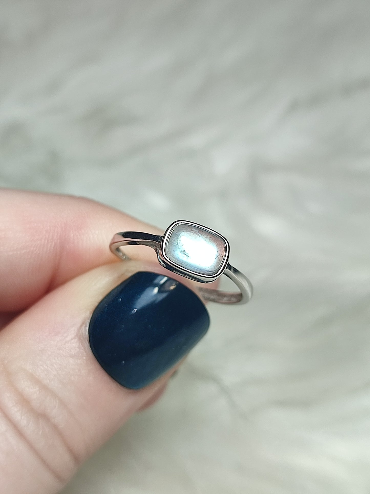 Anillo plata 925 con labradorita - ajustable n° 7