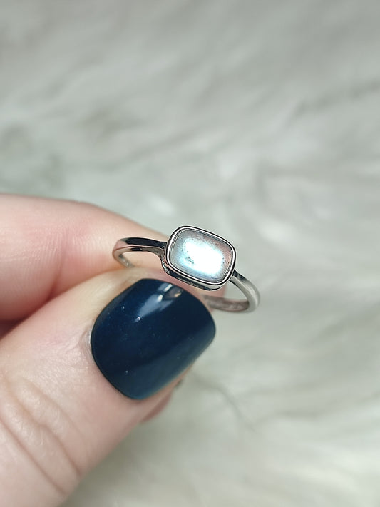 Anillo plata 925 con labradorita - ajustable n° 7