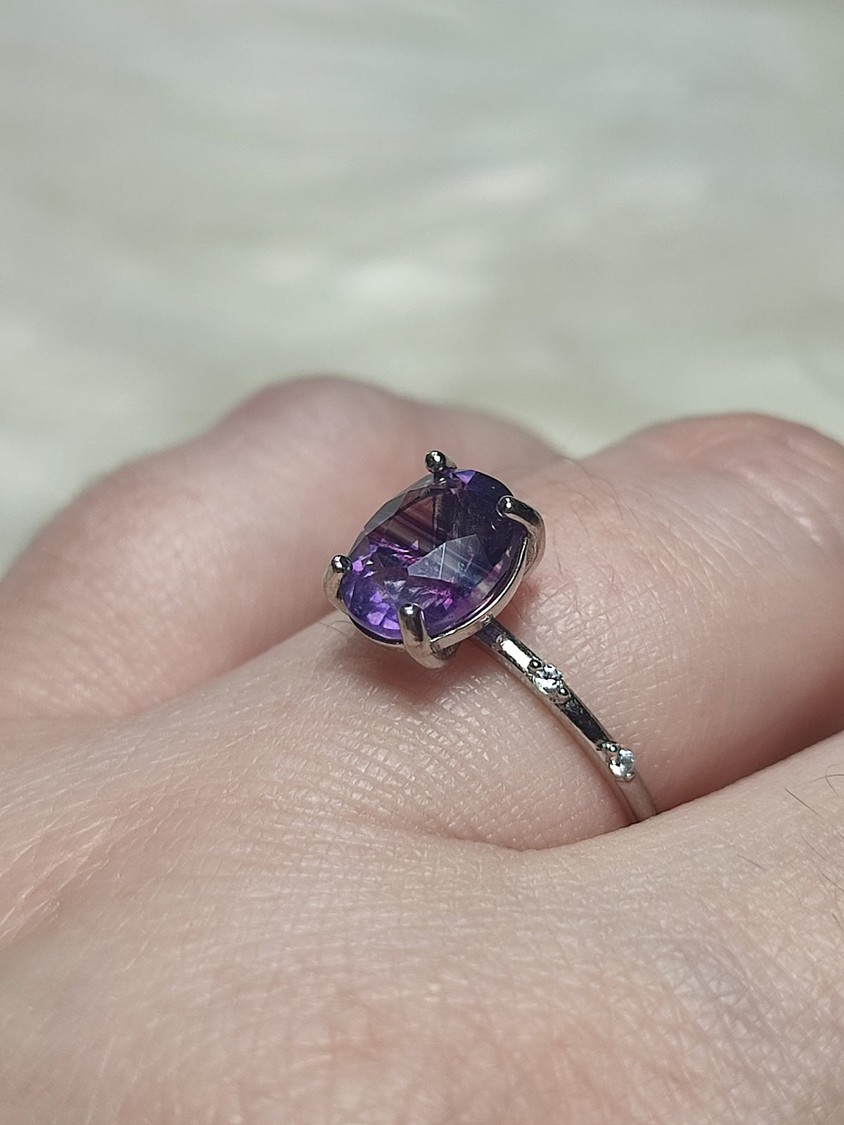 Anillo plata 925 con fluorita - ajustable número 1
