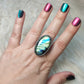 Anillo baño de plata con labradorita flash n° 32