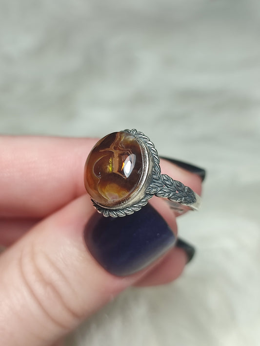 Anillo plata 925 con ágata de fuego - ajustable n° 2