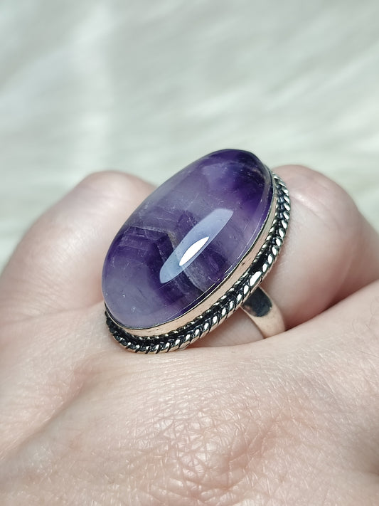 Anillo baño de plata con amatista - ref.109