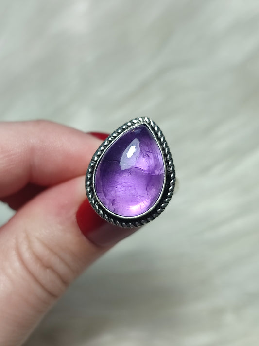 Anillo baño de plata con amatista ref.18