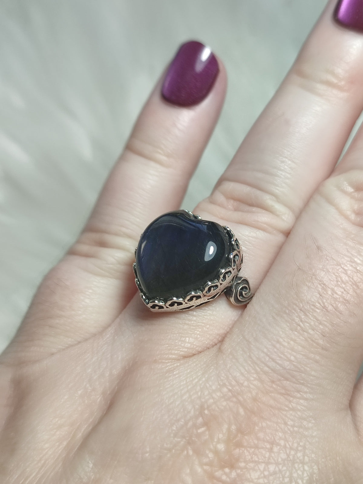 Anillo plata 925 con labradorita flash - ajustable n° 49