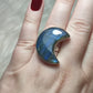 Anillo luna baño de plata con labradorita - Ajustable 76