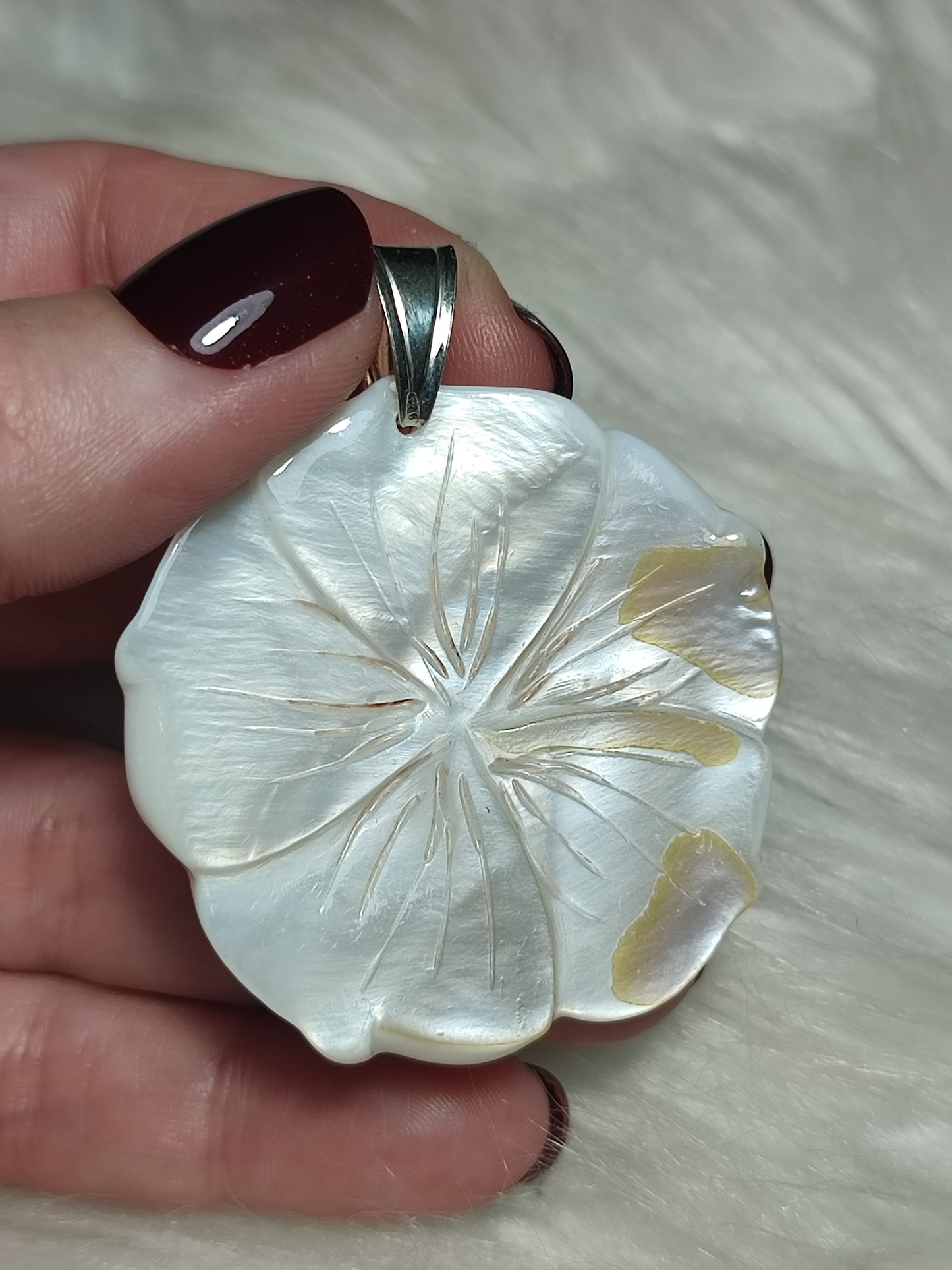 Colgante plata de ley 925 con flor de nácar n° 44