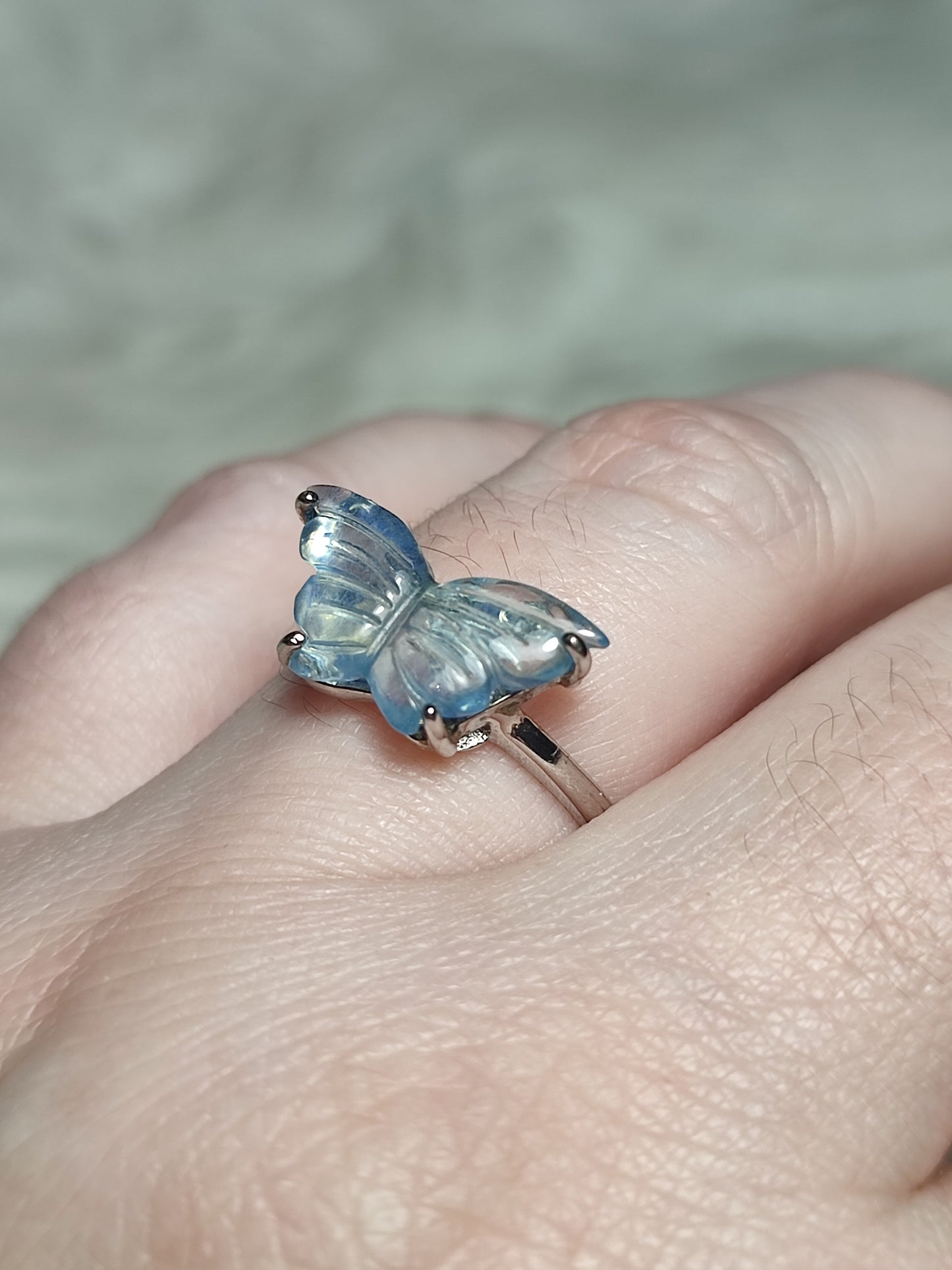 Anillo plata 925 con aguamarina alta calidad - ajustable n° 24
