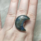 Anillo luna baño de plata con labradorita - Ajustable 88