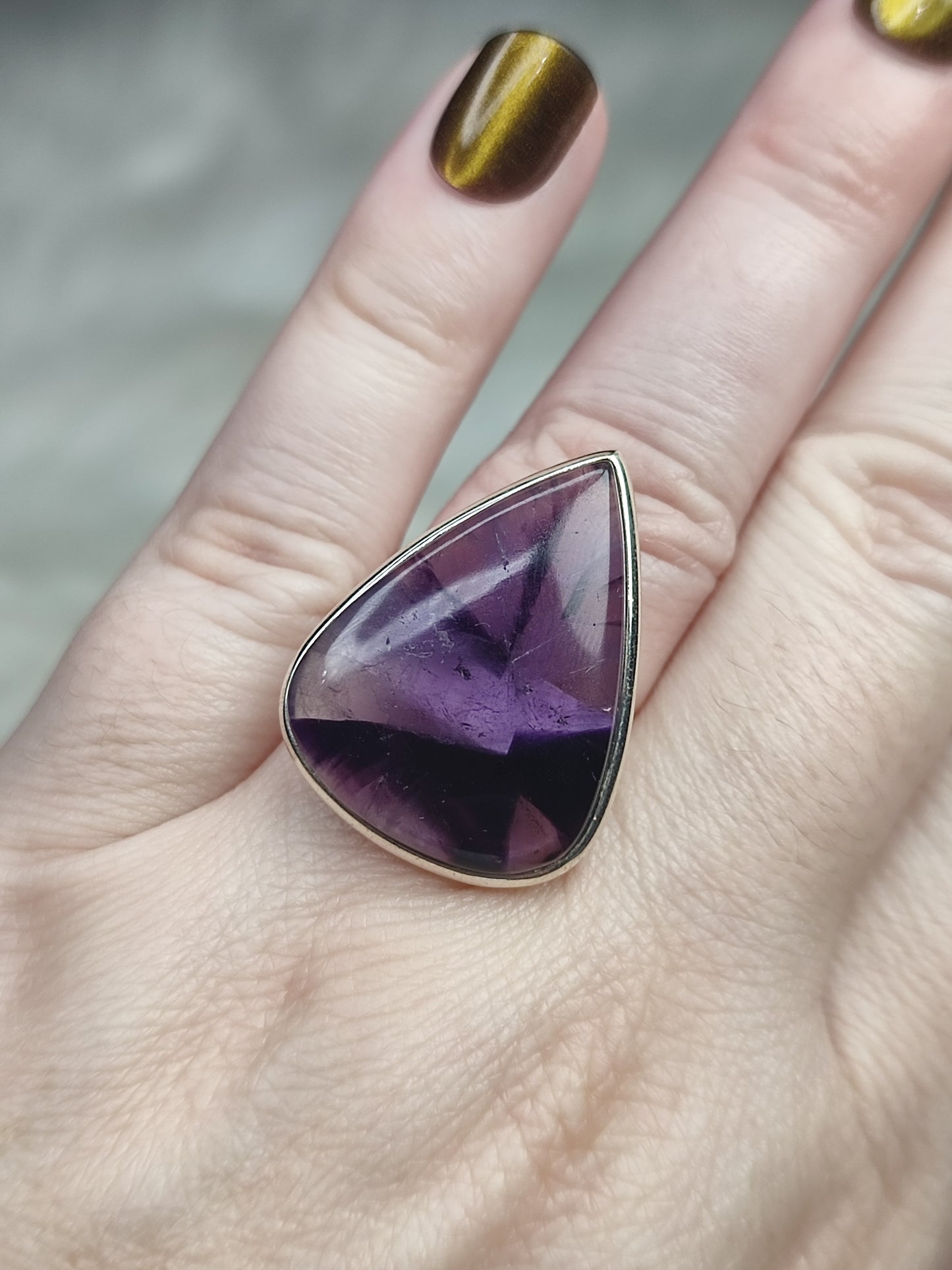 Anillo plata 925 con amatista trapiche - ajustable n° 30