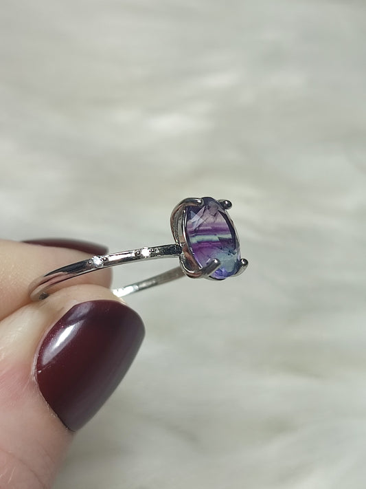 Anillo plata 925 con fluorita - ajustable número 1