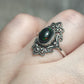 Anillo plata 925 con ópalo negro - ajustable n° 30