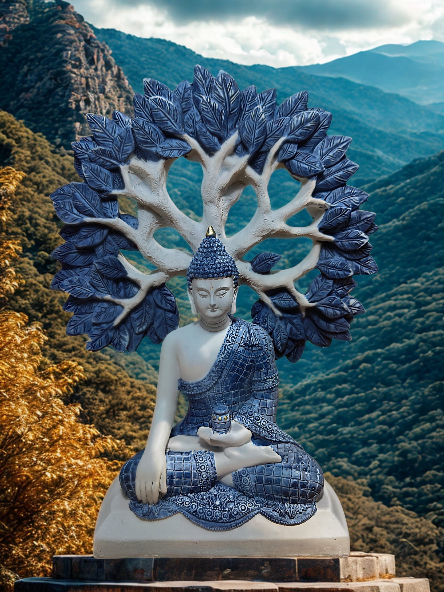 Estatuilla Buda Bajo El Árbol Bodhi
