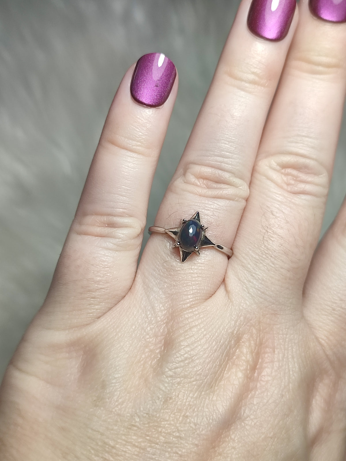 Anillo plata 925 con ópalo negro - ajustable n° 4